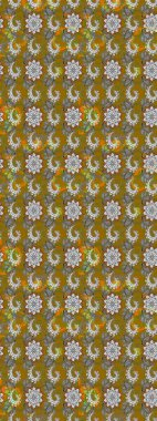 Sınır Kızılderili çiçekli paisley patten. Etnik Mandala havlusu. Raster Henna tarzı. Tebrik kartı geçmişi, boyama kitabı, arkaplan ve tekstil için kullanılabilir. Taslak süsleme izi.