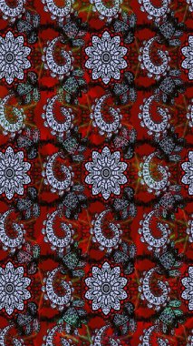 Yatak çarşafları, ceket, paket tasarımı, kumaş ve moda kavramları için tekstil baskısı. Eskiz modeli etnik tasarım. Çiçekleri, deniz kabukları, mandalaları ve suluboya efektleri olan deniz altyapısı.