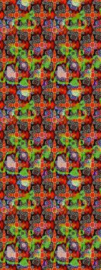 Renkli Bahar Teması eskiz kalıbı. Kırmızı ve kahverengi renkte çiçekler. Sevimli çiçek raster deseni. Düz Çiçek Elementleri Tasarımı.