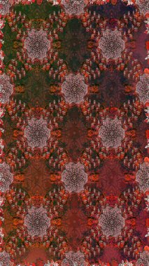 Raster illüstrasyonu. Şirin çiçek elementleri. Kahverengi renkli çiçekler. Kusursuz..