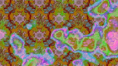 Raster çiçek desenleri çiziyor. Vadinin yeşil renkli çiçekleri.