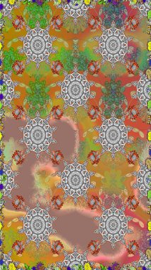 Çiçeksiz desenli arka plan. Gömlek baskısı için çiçek boyası. Gri ve bej renkli çiçekler.