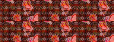 Taslak dekoratif arka plan, çiçek mandala. Çiçek. Raster illüstrasyonu. Kahverengi ve kırmızı renklerde.