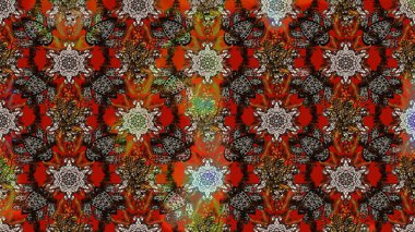 Düz Çiçek Elementleri Tasarımı. Asya tekstil tarzında. Güzel kumaş deseni. Raster illüstrasyonu. Çiçek desenli çizim. Renkli Bahar Teması çizim şablonu.