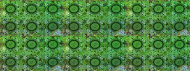 Raster geleneksel oryantasyon süsü. Yeşil ve gri renklerdeki altın desenli altın elementler. Kusursuz klasik altın desen.