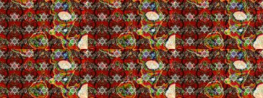 Gömlek, arka plan modelini çiz. Tropik çiçekler. Kahverengi ve kırmızı renkte çiçekler.