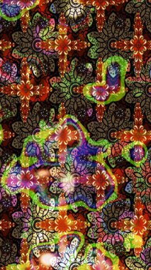 Renkli Bahar Teması eskiz kalıbı. Düz Çiçek Elementleri Tasarımı. Süslü kumaş deseni. Raster illüstrasyonunda çiçek deseni çizimi.