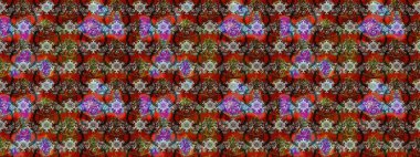 Çiçek süslemeli çizim deseni. Kahverengi ve kırmızı renkte çiçekler. Raster illüstrasyonu.