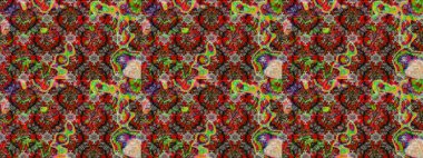 Küçük çiçekli yay deseni çiz. Raster illüstrasyonu. Suluboya tarzında kırmızı ve kahverengi renkler üzerine.