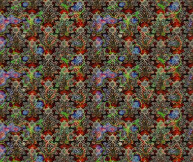 Raster illüstrasyonu. Çizim kalıbı. Organik motif arka planı. Ultraviyole kumaş deseni.