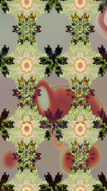 Raster illüstrasyonu. Çiçekli çiçek deseni, suluboya. Düz Çiçek Elementleri Tasarımı. Renkli Bahar Teması eskiz kalıbı. Tarafsız renklerde çiçekler.