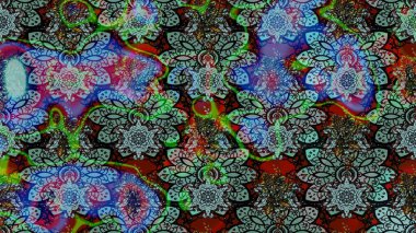 Çiçek izi. Çiçekler suluboya tarzında mavi ve yeşil renklerde. Suluboya çizim deseni.