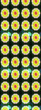 Renkli Bahar Teması eskiz kalıbı. Sarı renkli çiçekler. Düz Çiçek Elementleri Tasarımı. Çiçekle çizim deseni.