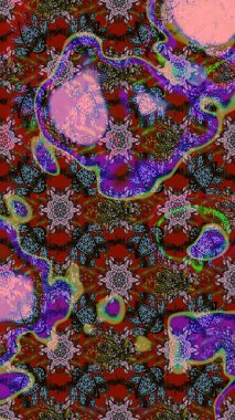 Renkli Bahar Teması eskiz kalıbı. Düz Çiçek Elementleri Tasarımı. Kahverengi ve kırmızı renkte çiçekler. Sevimli çiçek raster deseni.