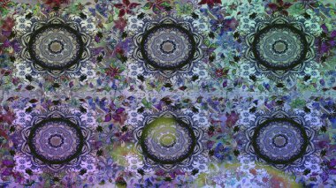 Gri ve mavi renklerde, altın çiçekli altın desenler. Raster geometrik arka plan. Altın rengi, kusursuz çizim. Senin tasarımın için, duvar kağıdı..