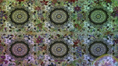 Çizgi sanatı tasarım şablonu için kusursuz sınır. Altın element gri ve yeşil renklerde. Doğu tarzı element. Altın desenli çiçek dekoru. Davetiyeler, kartlar, web sayfası için Raster illüstrasyonu.