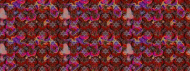 Raster çiçek izi. Klasik taslak çizimi. Çiçek kahverengi ve kırmızı çizim deseni.