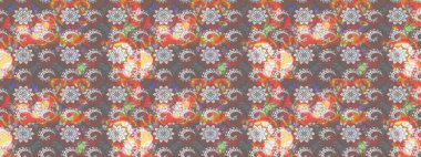 Çizim çiçek deseni duvar kâğıdı olarak kullanılabilir. Gri ve pembe renkli çiçekler. Raster illüstrasyonu.