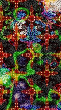 Raster illüstrasyonu. Çiçekli, yapraklı, çiçek desenli eskiz. El çizimi.