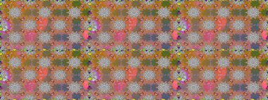 Raster Çiçek İllüstrasyonu güzel tekstil. Kahverengi renklerde etnik çiçeklerle kusursuz bir desen..