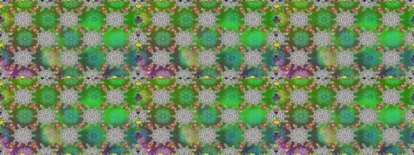 Raster illüstrasyonu. Yeşil ve gri renkli çiçekler. Küçük çiçekte sevimli çiçek deseni var..