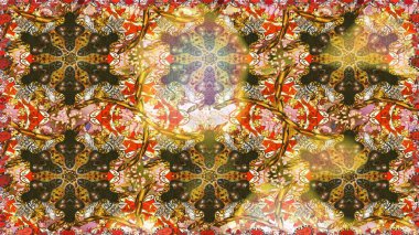 Tekrarlayan elementlerle kusursuz soyut arkaplan. Klasik raster şablonu. Kahverengi, bej ve altın desenli.