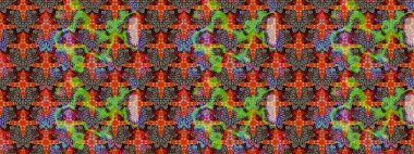 Raster illüstrasyonu. Şatafatlı bahar bahçesi dokusu. Kahverengi ve kırmızı renkte çiçek çizimi. Kahverengi ve kırmızı renkte çiçekler. Çiçek deseni.