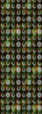 Kahverengi ve siyah renklerde. Raster illüstrasyonu. Çiçek buketleriyle klasik tarzda eskiz deseni.