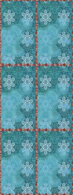 Düz Çiçek Elementleri Tasarımı. Mavi ve yeşil renkli çiçekler. Sevimli çiçek raster deseni. Kusursuz Renksiz Bahar Teması Kusursuz Arkaplan.