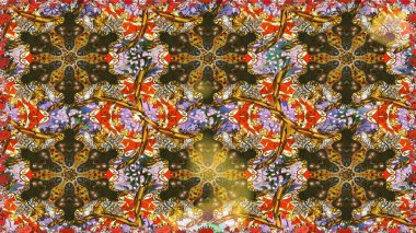 Altın antika ortaçağ dekoratifi, yaprakları ve kahverengi ve nötr renklerde altın desenli süslemeleri olan dikişsiz bir şablon. Kusursuz kraliyet lüksü, altın barok kumaş rengi..