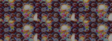 Elle çizilmiş çiçek desenli Raster çizimi. Tekstil, kumaş, ambalaj, hatıra defteri için hoş bir çiçek arkaplanı. Çocuksu tasarım. Gri ve kahverengi arkaplanda.