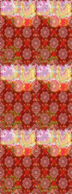 Sorunsuz çiçek desenli çiçekli, halk tarzında bırakır. Elle çizilmiş. Raster illüstrasyon.