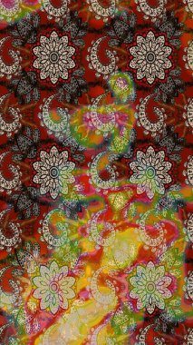 Raster illüstrasyonu. Küçük çiçekli yay deseni çiz. Suluboya tarzında kahverengi ve bej renkler üzerine.