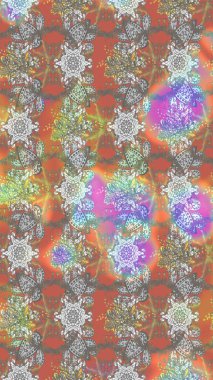 Raster illüstrasyonu. Şirin çiçek elementleri. Düz Çiçek Elementleri Tasarımı. Taslak desenli, modaya uygun kumaş deseni. Renkli Bahar Teması çizim şablonu.