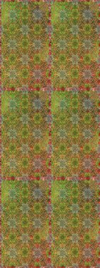 Düz Çiçek Elementleri Tasarım Raster illüstrasyonu. Yeşil ve kahverengi renkte çiçekler. Renkli Bahar Temalı, pürüzsüz bir arka plan. Çiçekli, suluboya desenli kusursuz çiçek deseni.