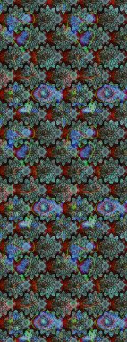 Mavi ve yeşil renkli çiçekler. Raster illüstrasyonunda çiçek deseni çizimi.