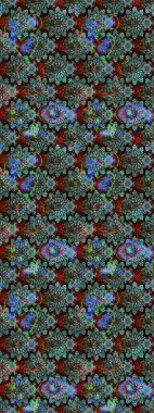 Mavi ve yeşil renkli çiçekler. Raster illüstrasyonunda çiçek deseni çizimi.