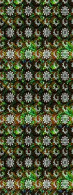 Tekstil, kumaş, kapaklar, duvar kağıtları, baskı, naylon, koleksiyon defteri, örgü, dekupaj için güzel bir eskiz. Millefleur 'lar. Küçük siyah ve yeşil renkte güzel bir besin torbası deseni, çiçekler..