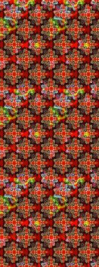 Raster illüstrasyonu. Kırmızı ve siyah renkte sevimli çiçekler. Küçük çiçekli basit bir çiçek çizimi. Moda baskısı, albüm, ambalaj kağıdı, duvar kağıdı için zarif dekoratif süslemeler..