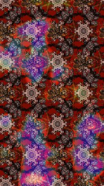 Süslü kumaş deseni. Raster deseni. Çiçekli çiçek deseni, suluboya..