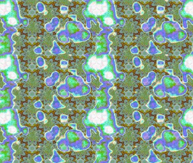 Raster illüstrasyonundaki çiçek desenli çizim. Yeşil renkte çiçekler.