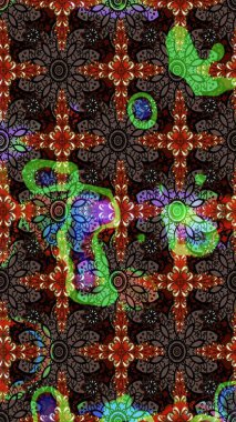 Raster illüstrasyonu. Kahverengi ve siyah renklerde. Kahverengi ve siyah renkler üzerinde kahverengi ve siyah papatyalar deseni.