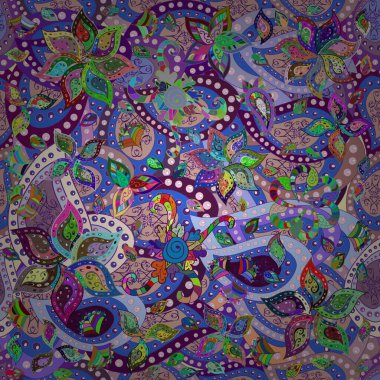 Sorunsuz çiçek deseni kaydırma kağıt, davet, el ilanı, afiş veya Web sitesi Web sitesi arka plan duvar kağıdı için kullanılabilir. Parlak öğeleri çizilmiş vektör çizim el.