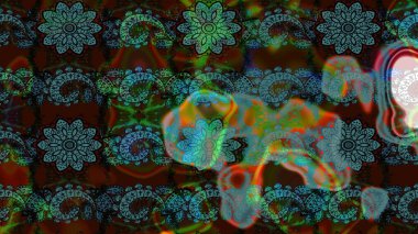 Tekstil, tebrik kartı, boyama kitabı, telefon kılıfı baskısı için kullanılabilir. Etnik Mandala süsü. Raster Henna dövme stili. Hint çiçekli desenli şal desenli..