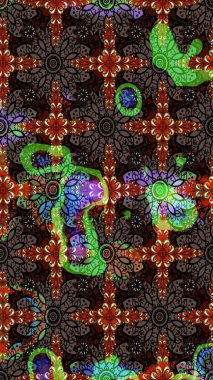 Raster illüstrasyonu. Kahverengi ve siyah renklerde. Kahverengi ve siyah renkler üzerinde kahverengi ve siyah papatyalar deseni.