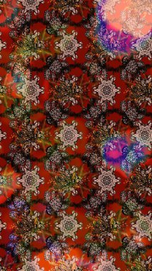 Kahverengi ve kırmızı renkte çiçekler. Küçük çiçekteki sevimli çiçek deseni. Raster illüstrasyonu.