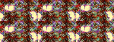 Raster illüstrasyonundaki çiçek desenli çizim. Suluboya tarzında kahverengi ve bej renkte çiçekler.