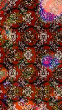 Kahverengi ve kırmızı renkte çiçekler. Küçük çiçekteki sevimli çiçek deseni. Raster illüstrasyonu.