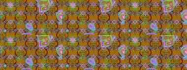 Tropik çiçek desenleri. Raster illüstrasyonu. Kahverengi ve yeşil renkte çiçekler.