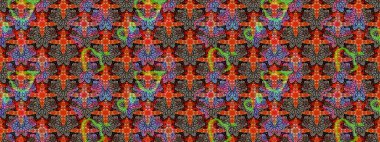 Kahverengi ve kırmızı renkte çiçekler. Renkli Bahar Teması eskiz kalıbı. Raster illüstrasyonundaki çiçek desenli çizim. Düz Çiçek Elementleri Tasarımı.